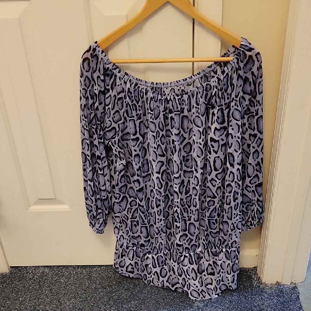 Lane Bryant Blue Animal Print Blouse